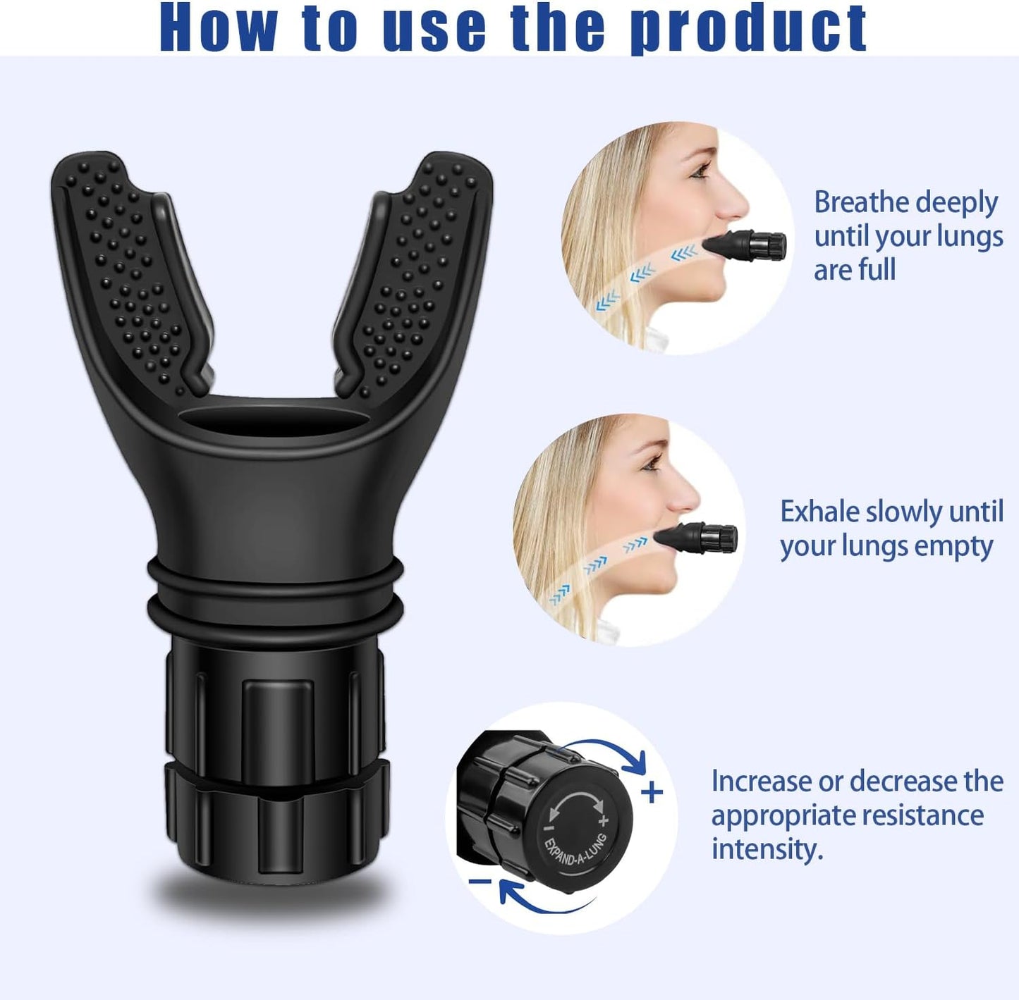 Breathing Trainer with Resistance Adjustable, Portable Breathing Exercise Device for Lungs, Lung Trainer with Excellent Quality Silicone, Improve Breathing Capacity and Endurance