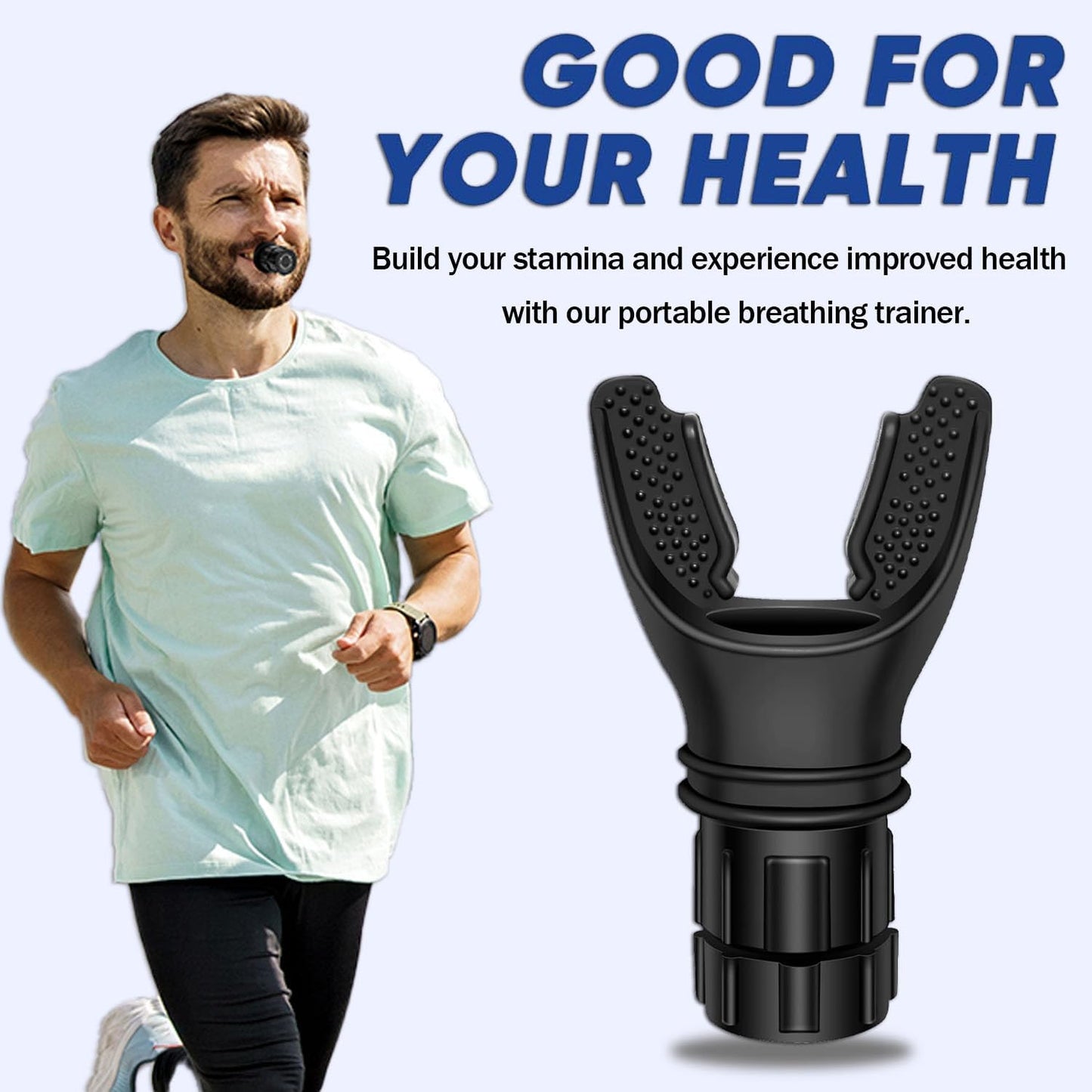 Breathing Trainer with Resistance Adjustable, Portable Breathing Exercise Device for Lungs, Lung Trainer with Excellent Quality Silicone, Improve Breathing Capacity and Endurance