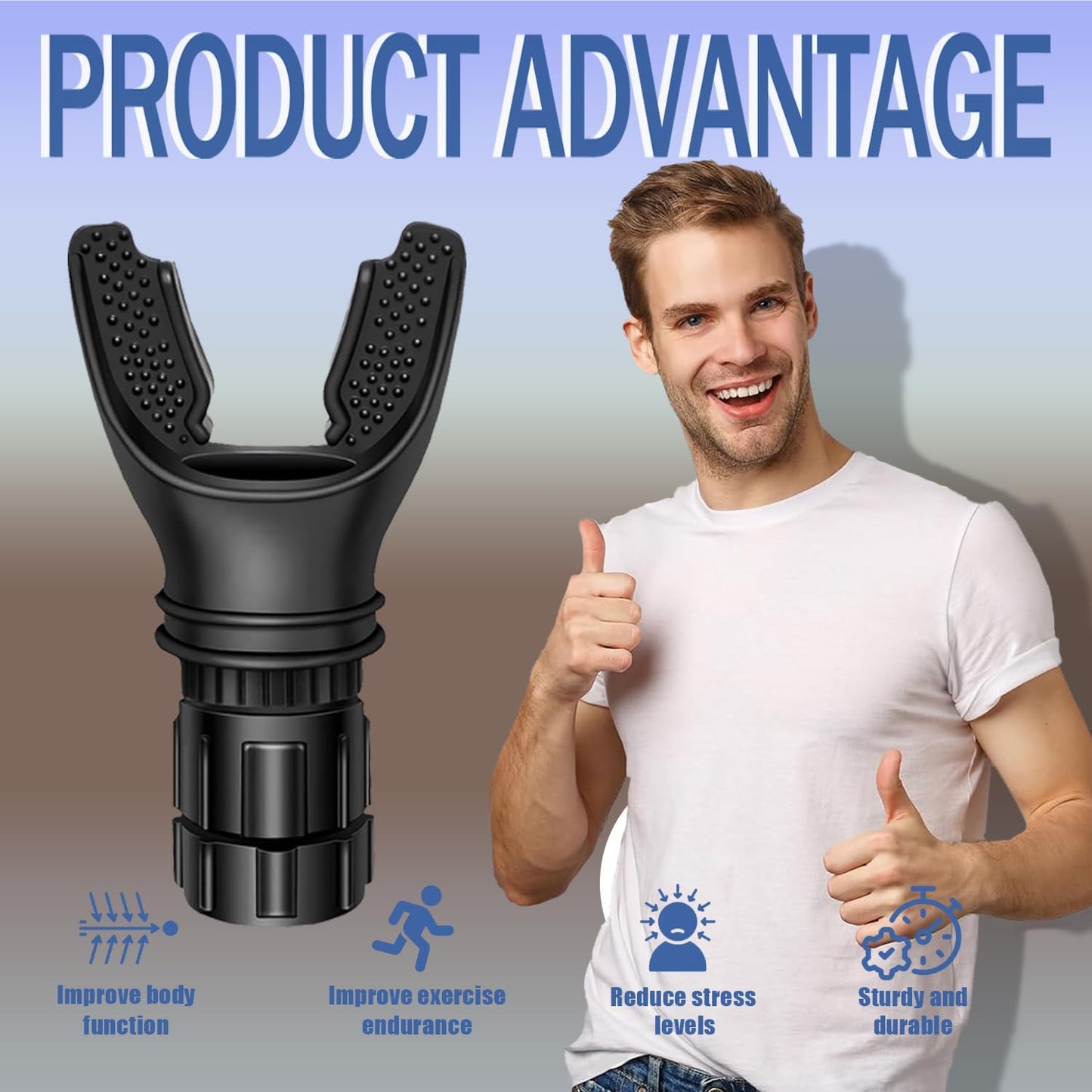Breathing Trainer with Resistance Adjustable, Portable Breathing Exercise Device for Lungs, Lung Trainer with Excellent Quality Silicone, Improve Breathing Capacity and Endurance