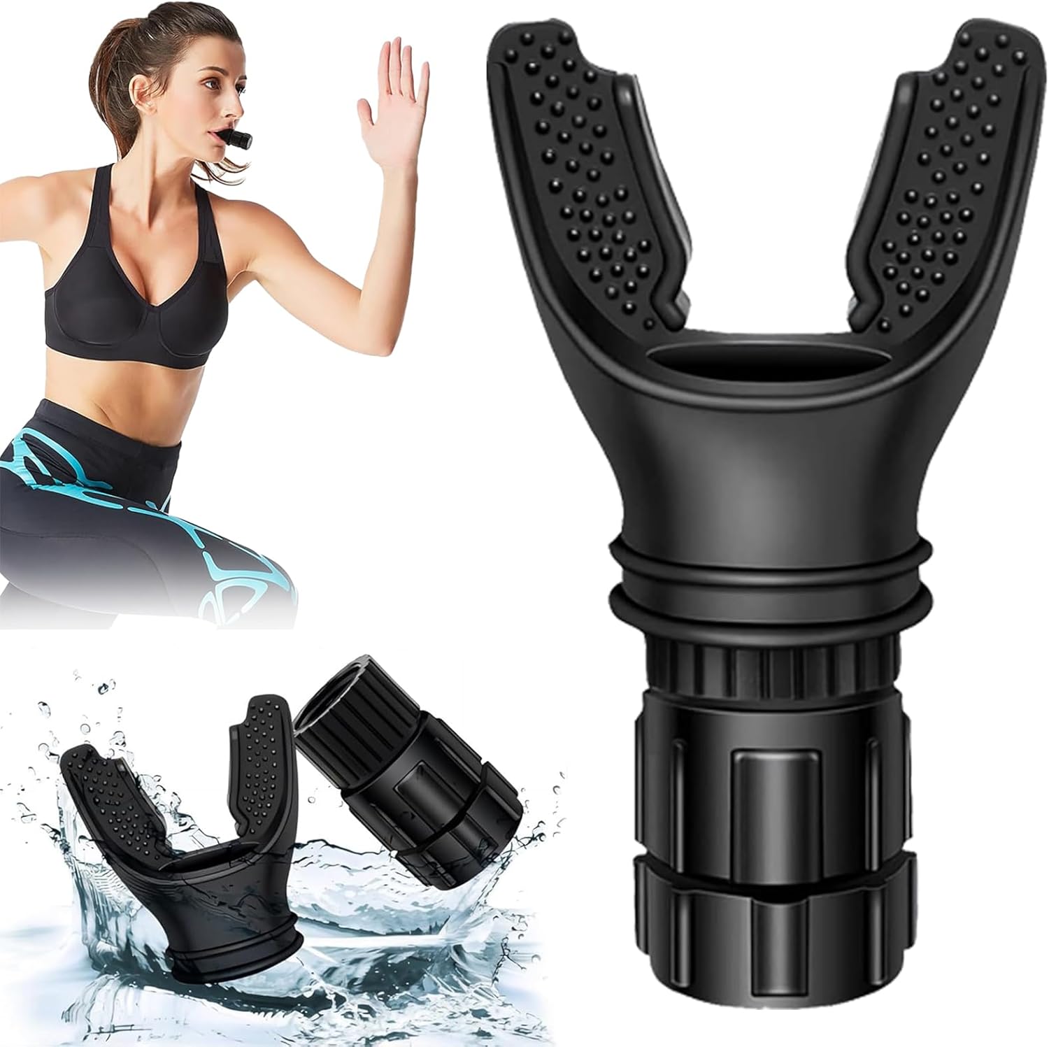 Breathing Trainer with Resistance Adjustable, Portable Breathing Exercise Device for Lungs, Lung Trainer with Excellent Quality Silicone, Improve Breathing Capacity and Endurance